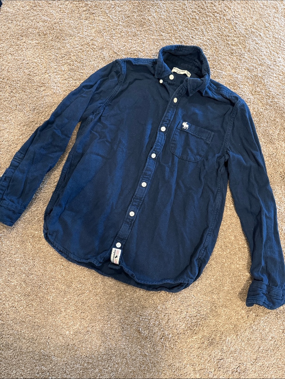 Abercrombie Kids Dark Navy Long-Sleeve Button-Down Shirt
